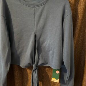 HALARA Blue Tie-Front Sweatshirt